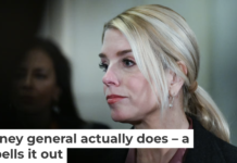 U.S. Attorney General Pam Bondi answers questions from the media at the U.S. Capitol on March 18, 2026. Matt McClain/Getty Images